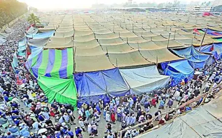 বিশ্ব মুসলিমের ঐক্য ও শান্তির জন্য প্রার্থনায় শেষ হলো ইজতেমার প্রথম পর্বের আখেরি মোনাজাত